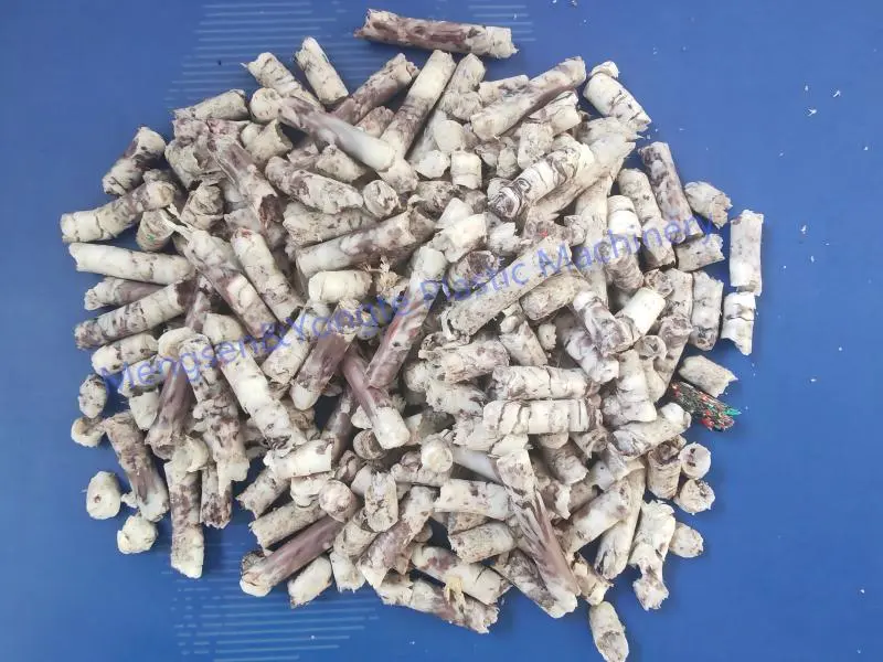 Compact Plastic Pellets made by plastic film recycling compression pelletizer